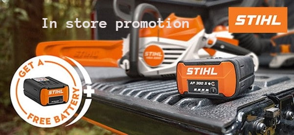 FREE STIHL AP BATTERY<br><br>‘Stihl Cordless Deal-Spring 2024’ <br>FREE 2nd AP Battery (AP200 or AP300s) <br>When purchased with machine-before 30/6/24
