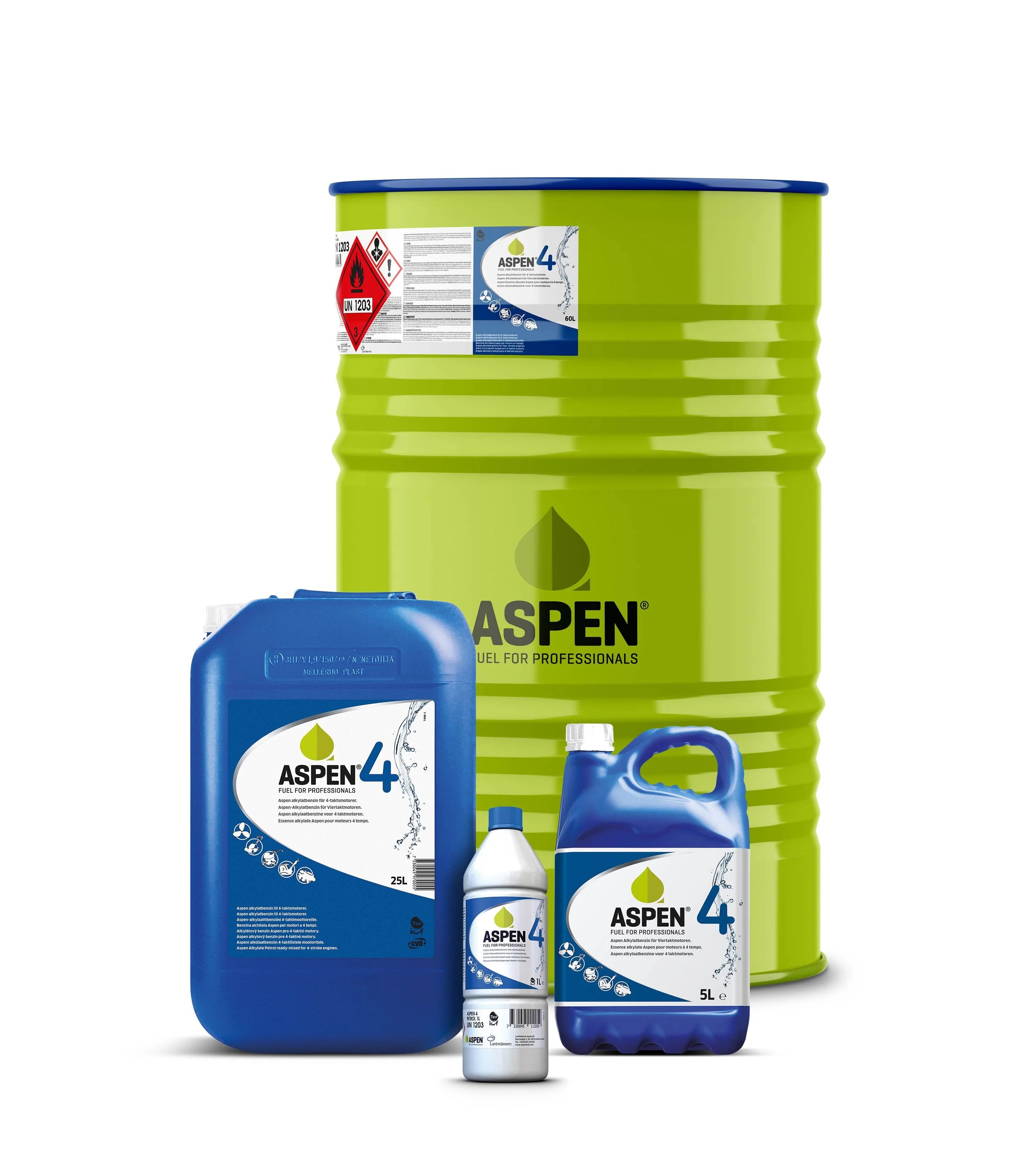 ASPEN 4<br>Long-life Alkylate Fuel<br>Better for Man, Machine<br> & Environment<br>Lawnmower Fuel